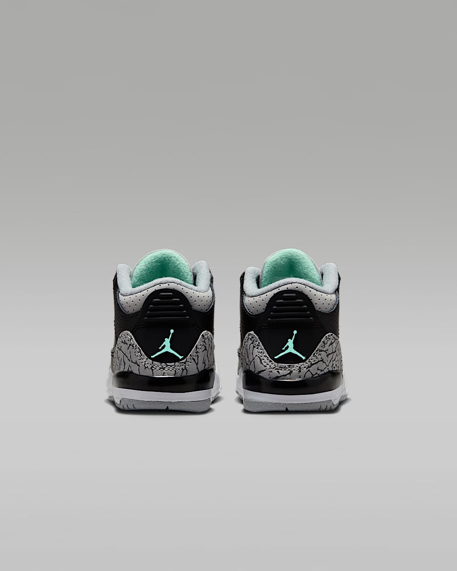 Jordan 3 Retro Green Glow Baby Toddler Shoes. Nike